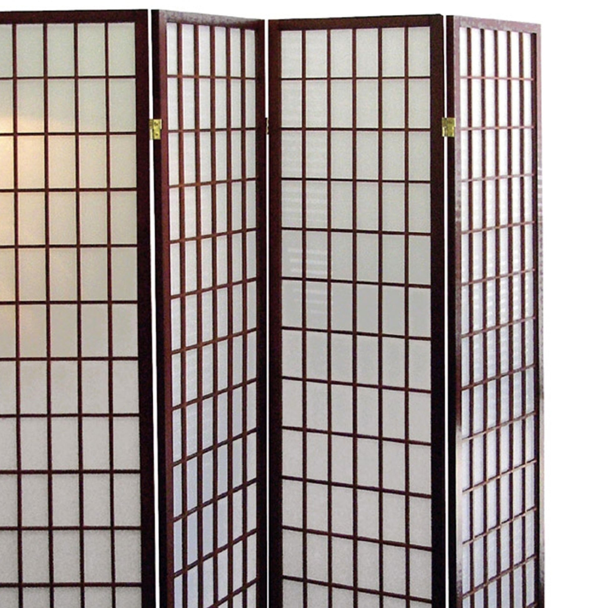 70" Tall 4 Panel Screen Room Divider, Japanese Style With Cherry Finish Cherry Wood