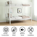 Bunk Bed Twin Over Twin Size With Ladder And High Guardrail, Able To Split, Metal Bunk Bed, Storage Space, Noise Free,White Box Spring Not Required Twin White Metal Metal