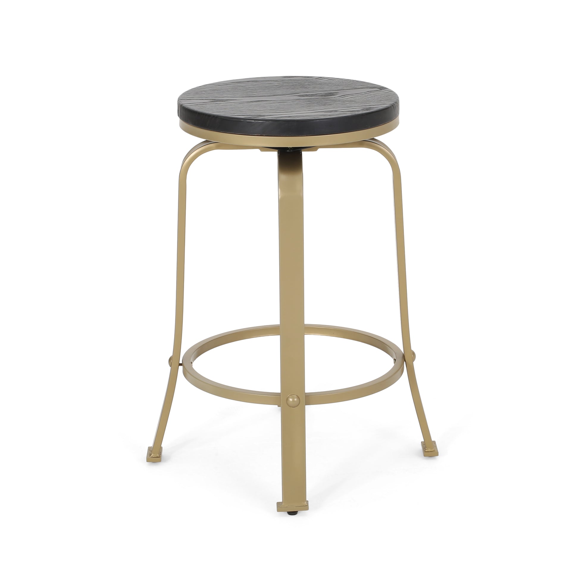 Counter Stool2Pcs Set Black Gold Metal