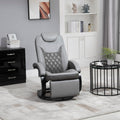 Homcom Pu Recliner Armchair With Footrest, Headrest, And Round Steel Wood Base Grey Pu