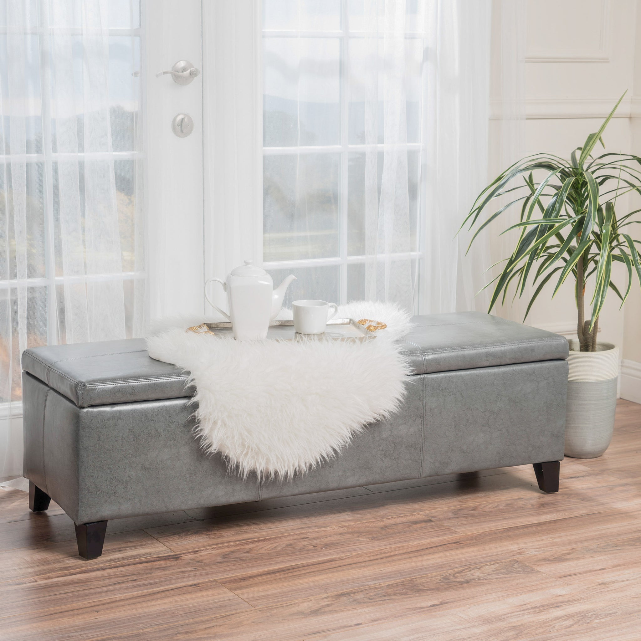 Glouster Storage Ottoman V2 Dark Grey Pu