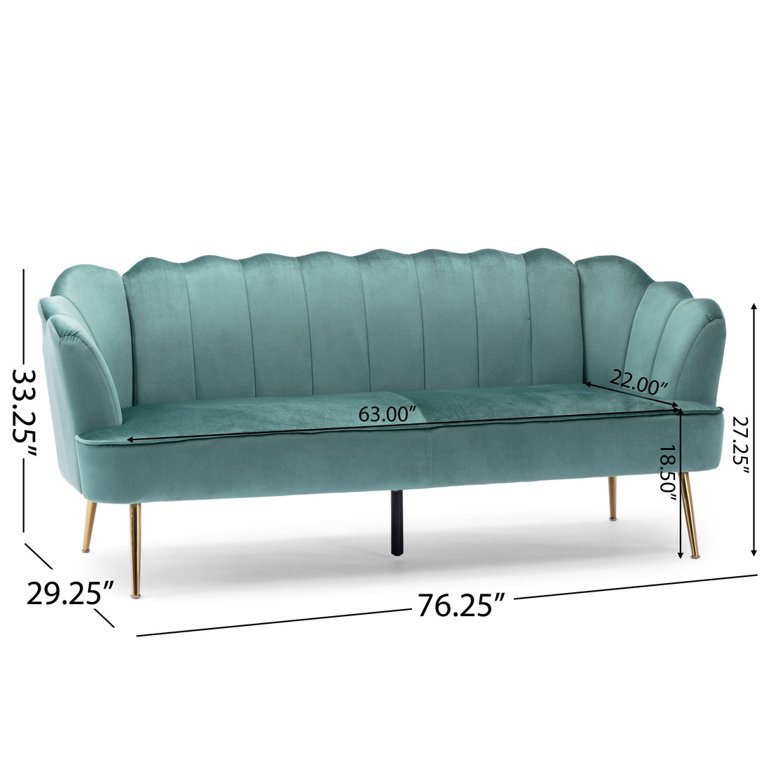 3 Seater Sofa Turquoise Velvet