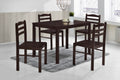 5Pc Dining Set Brown Finish Dining Table And 4 Chairs, Mdf And Solid Wood, Dining Kitchen Set Furniture Brown Seats 4 Dining Room 4 Leg Rectangular Dining Table With Chair Mdf