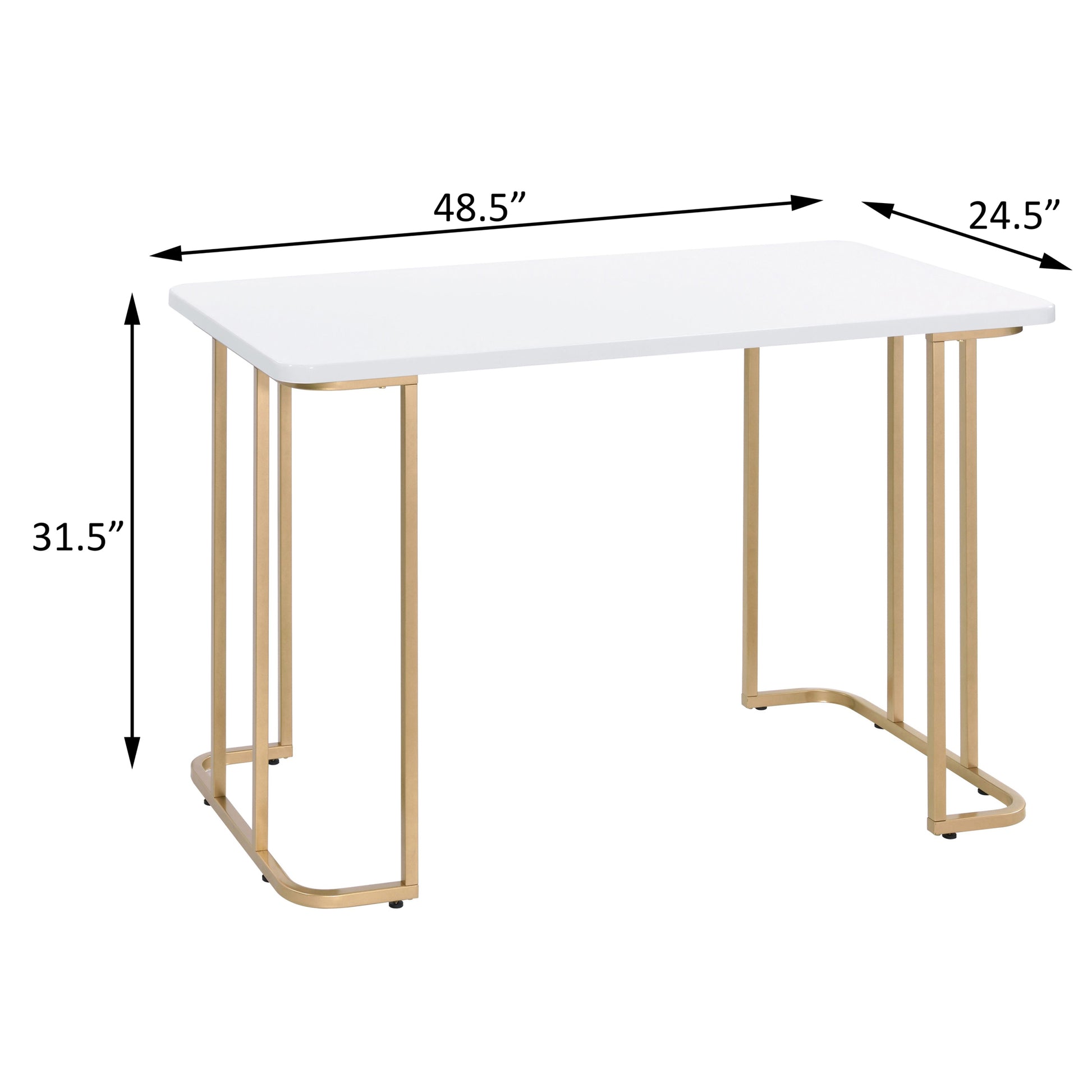 White And Gold Writing Desk White Gold Computer Desk Office Rustic Rectangular Desk Wood Metal Sled