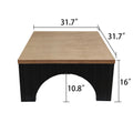 Modern Rustic Wooden Coffee Table With Black Base Solid Wood Top And Arch Design Legs, Perfect For Living Room, Office, Or Lounge Black Multi,Multicolor,Natural,Natural Multi,Natural Wood Nature