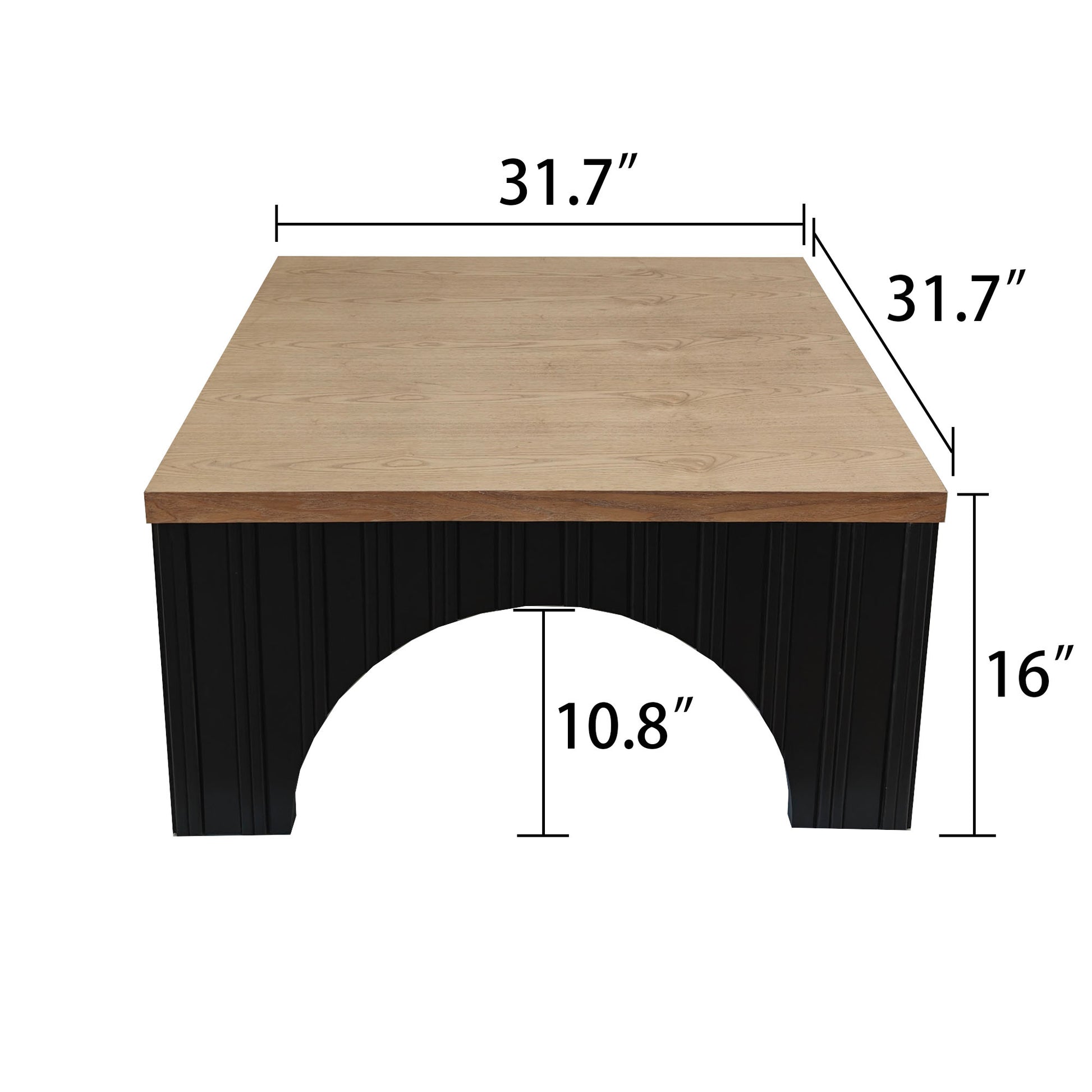 Modern Rustic Wooden Coffee Table With Black Base Solid Wood Top And Arch Design Legs, Perfect For Living Room, Office, Or Lounge Black Multi,Multicolor,Natural,Natural Multi,Natural Wood Nature