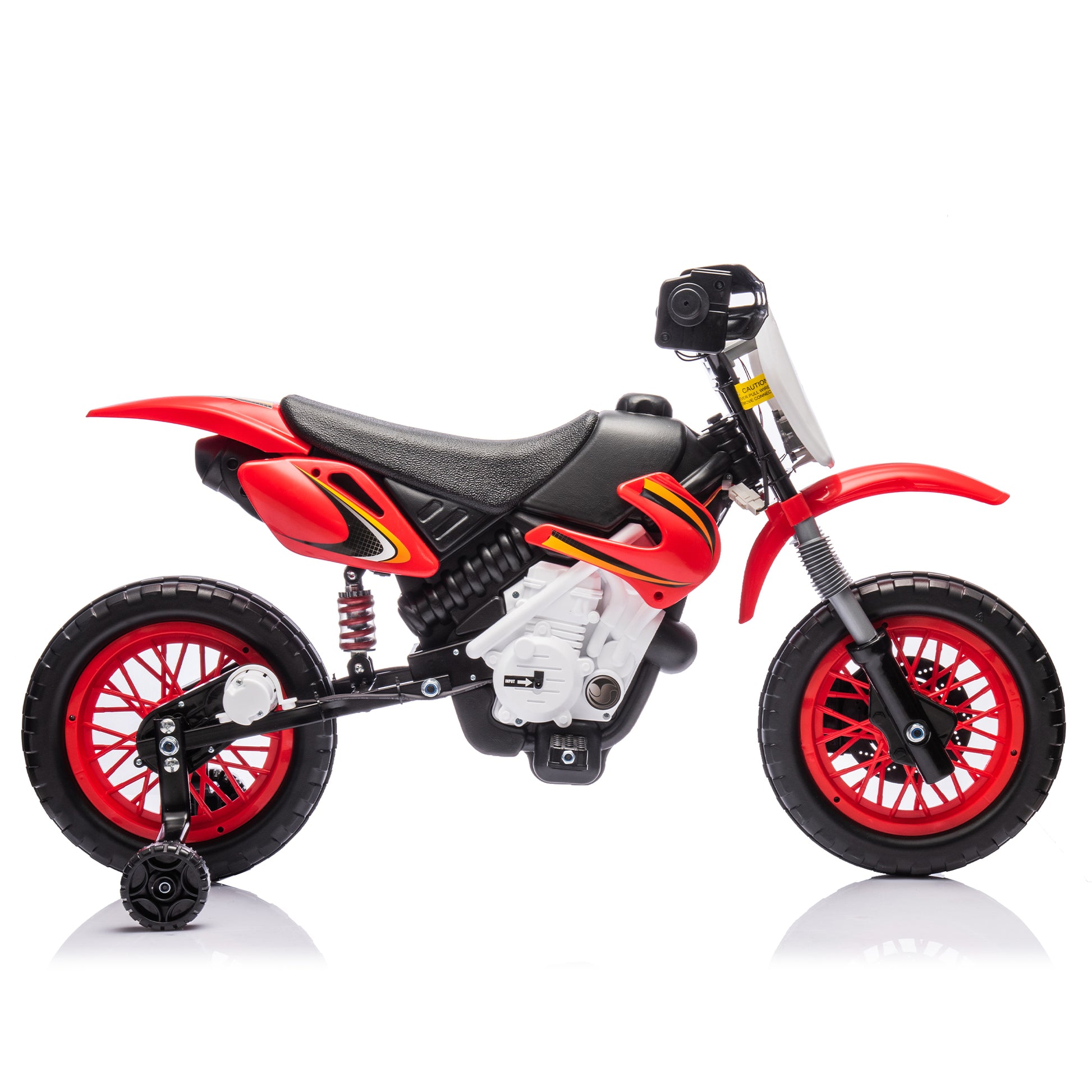 12V Kids Ride On Electric Toy Motorcycle,Rear Suspension,Twist Grip Throttle,Slow Start,Removable Training Wheels,Indie Music Box With Horn And Engine,Simulation Of Dirt Bike Modeling For Kids 3 8. Red 50 99 Lbs Polypropylene