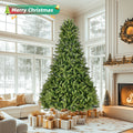 9Ft Artificial Christmas Tree With 2576 Pe&Pvc Mixed Branch Tips, Unlit Hinged Premium Spruce Fake Xmas Trees, Holiday Decoration, Easy Assembly, Foldable Metal Stand, Green Green Pvc