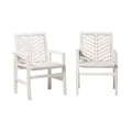 Modern Chevron Patio Chairs, Set Of 2 White Wash White Washed Acacia Wood