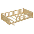 Twin Size Floor Platform Bed With Built In Book Storage Rack, Door,Natural Twin Natural American Design Pine