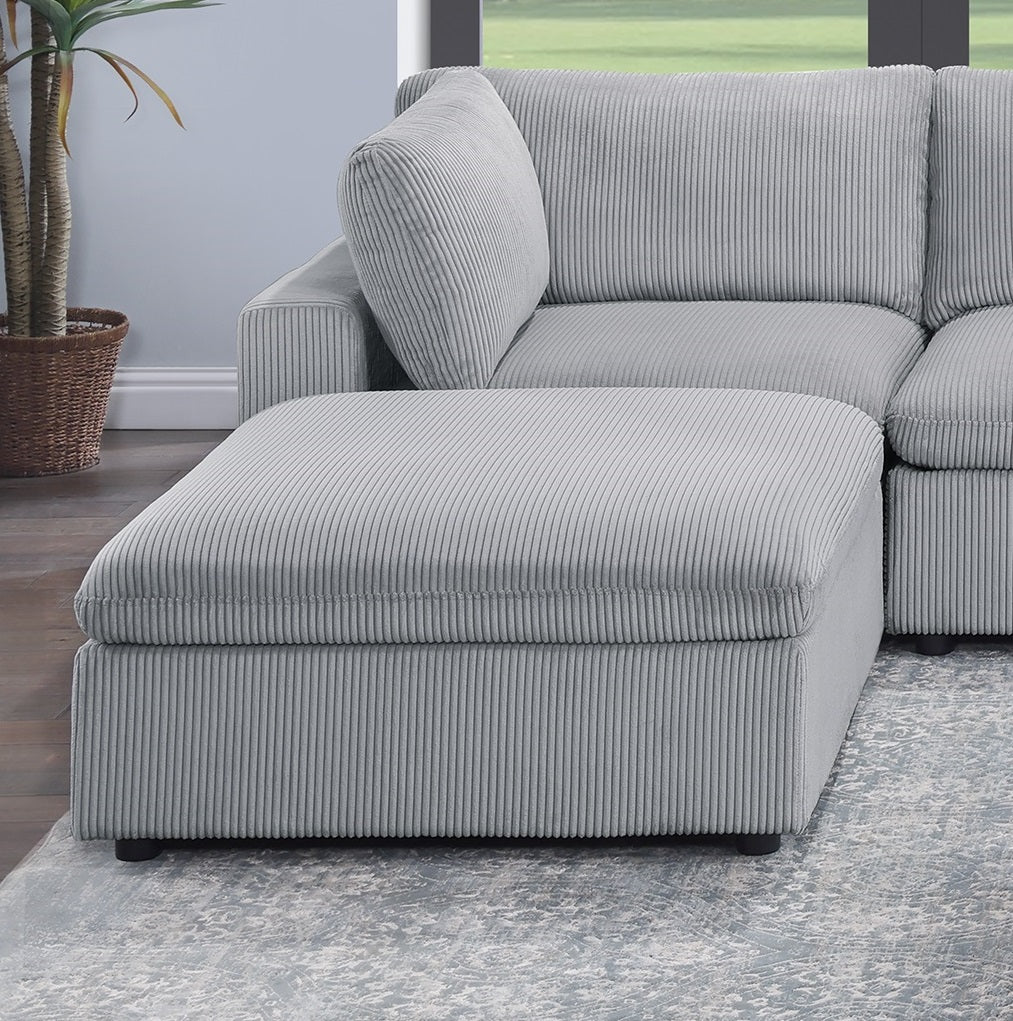 Dark Gray Color 7Pc Modular Sectional Set Corduroy Upholstery Couch 2X Corner Wedge 2X Armless Chairs 3X Ottomans Living Room Furniture Dark Gray Primary Living Space Cushion Back