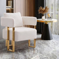 Ts Teddy Velvet Upholstered Metal Foot Sofa White Gold Teddy 1 Seat