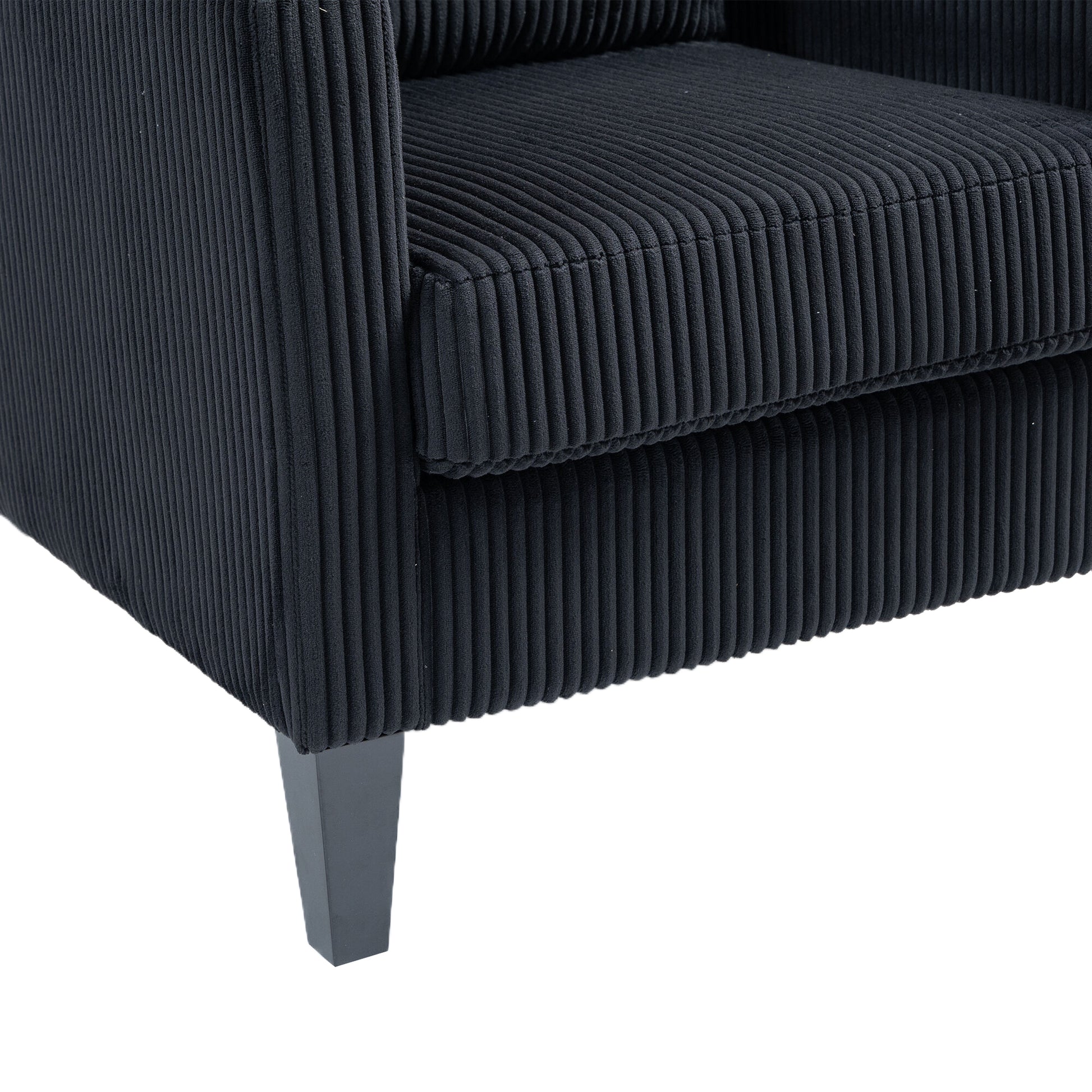 Coolmore Modern Accent Chair,Upholstered Armchair With Scooped Arms For Bedroom,Apartment,Studio,Office,Waiting Room Black Corduroy Black Primary Living Space Foam Corduroy