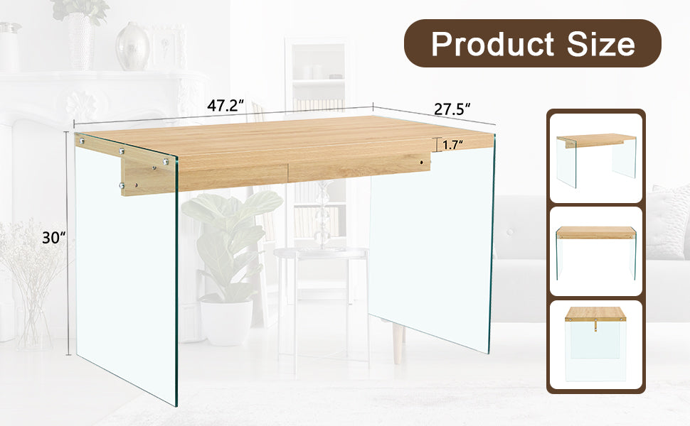 The Top Of The Coffee Table Is Made Of Medium Density Fiberboard And Wooden Stickers, With Transparent Tempered Glass On Both Sides. The Design Is Simple And Elegant, With A Sturdy Structure. Wood Mdf Glass