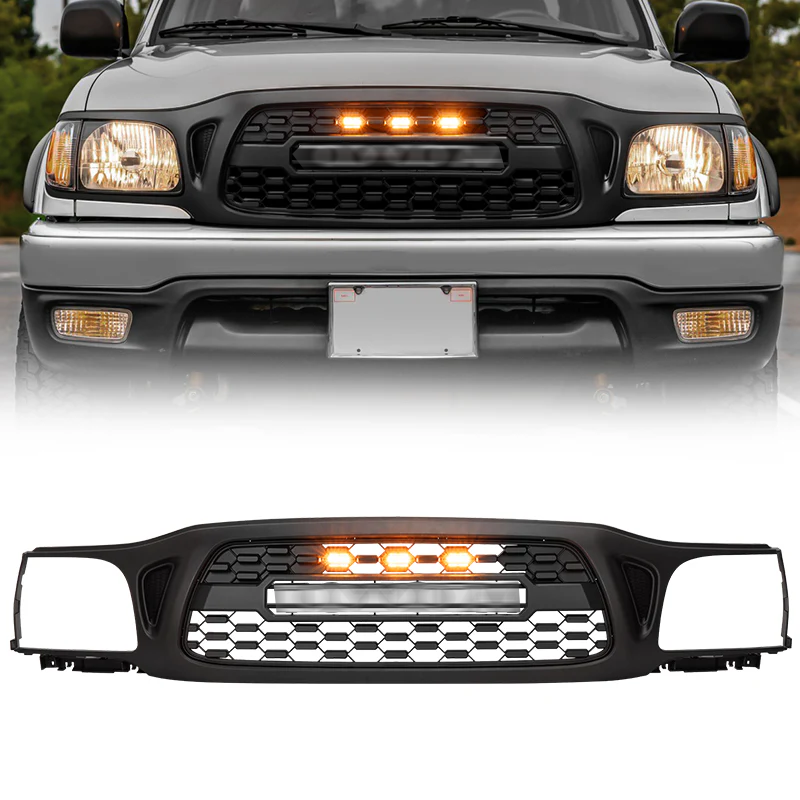 Front Grille Fits For Tacoma 2001 2002 2003 2004 With Light Letters Matte Black Radiatormesh Matte Black Abs