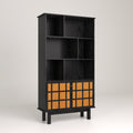 Bookcase With Cabinet, Bookshelf With Doors, Black&Honey Black Vertical Primary Living Space Closed Back Wood With Doors Mdf