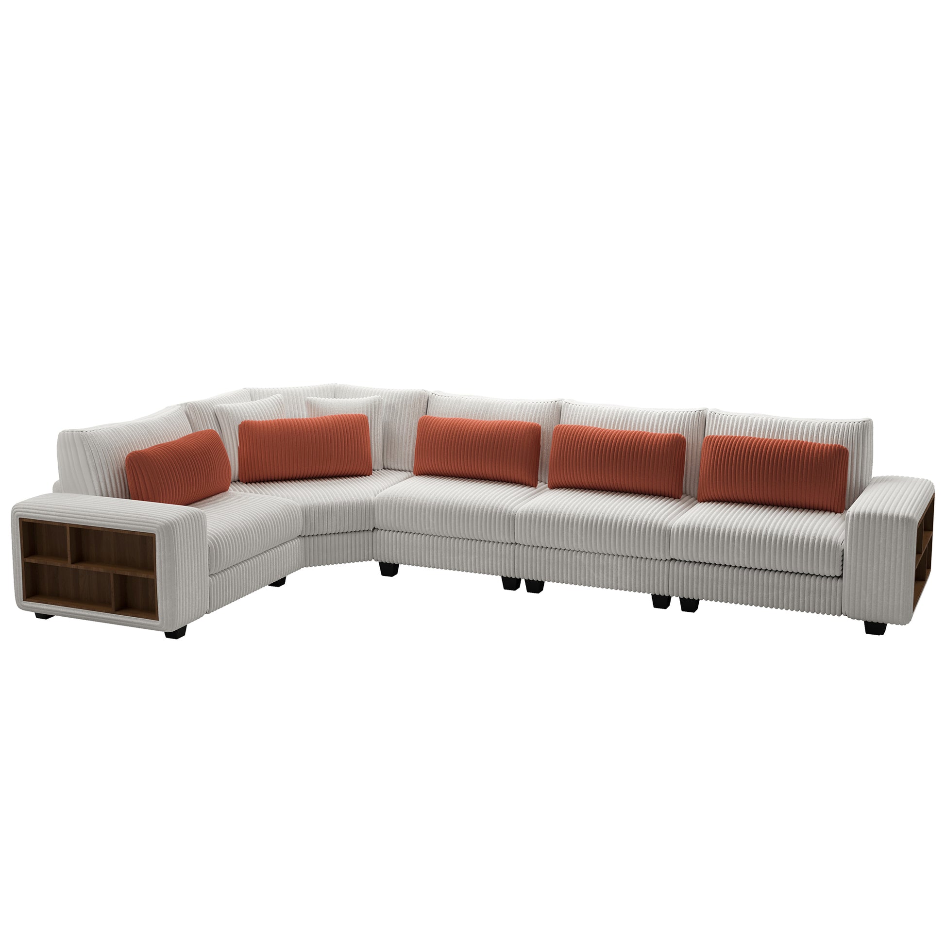 Modular Sectional L Shaped Sofa With Armrest Wooden Frame Locker, Stylish And Comfortablecream Style, Beige Beige Primary Living Space Soft Modern Wood 5 Seat
