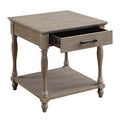 Weathered Oak End Table With Storage Drawer Oak Primary Living Space Traditional Pine Shelves Rectangular Wood