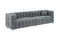 102 Inch Gray Teddy Velvet Sofa With Two Throw Pillows In Living Room Bedroom Apartment Sofa Supported By Hardware Feet Gray Polyester Blend 4 Seat