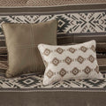5 Piece Stripe Herringbone Comforter Set With Throw Pillows Brown Full Queen Brown Polyester