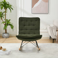 Lazy Rocking Chair,Comfortable Lounge Chair With Wide Backrest And Seat Wood Base, Upholstered Armless Rocker Chair For Living Room, Balcony,Bedroom And Patio Porch. Dark Green Cushion Iron Dark Green Primary Living Space Sponge Square Casual Rocking