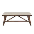 Modern Design 6Pc Dining Set Table Bench And 4X Side Chairs Fabric Upholstered Seat Brown Finish Wooden Dining Kitchen Furniture Brown Mix Seats 6 Dining Room Bench Seating Modern Dining Table With Chair And Bench Wood