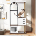 Cat Climbing Frame,Cat Tree,Modern Cat Tower, Multi Level Cat Condo With 1 Caves,2 Scratching Posts,Perch,For Indoor Cats White Vintage Modern,Vintage Particle Board