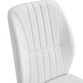 Table And Chair Set, Modern Luxurious White Imitation Marble Pattern Mdf Dining Table,Rectangular Dining Table, Matched With Uniquely Shaped Pu High Backrest Seats,Suitable For Various Occasions. White Seats 4 Mdf
