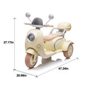 12V Two Seater Kids Ride On Electric Motorcycle,Three Wheels Kids Toy With Slow Start,Multi Function Player,Usb,Bluetooth, Light,Backseat Flip Adult Seat, Oversized Storage Box For Kids Aged 3 6. Beige Plastic