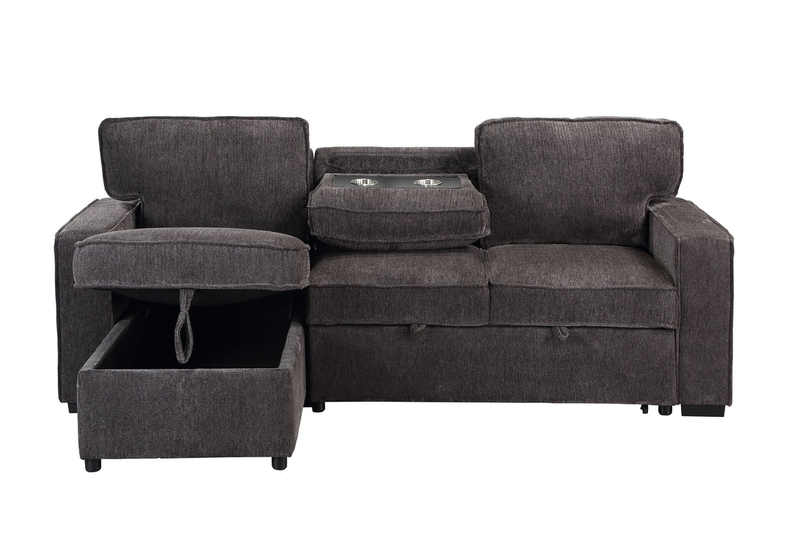 Territory Dark Grey Pull Out Sofa Bed Dark Gray Fabric 3 Seat