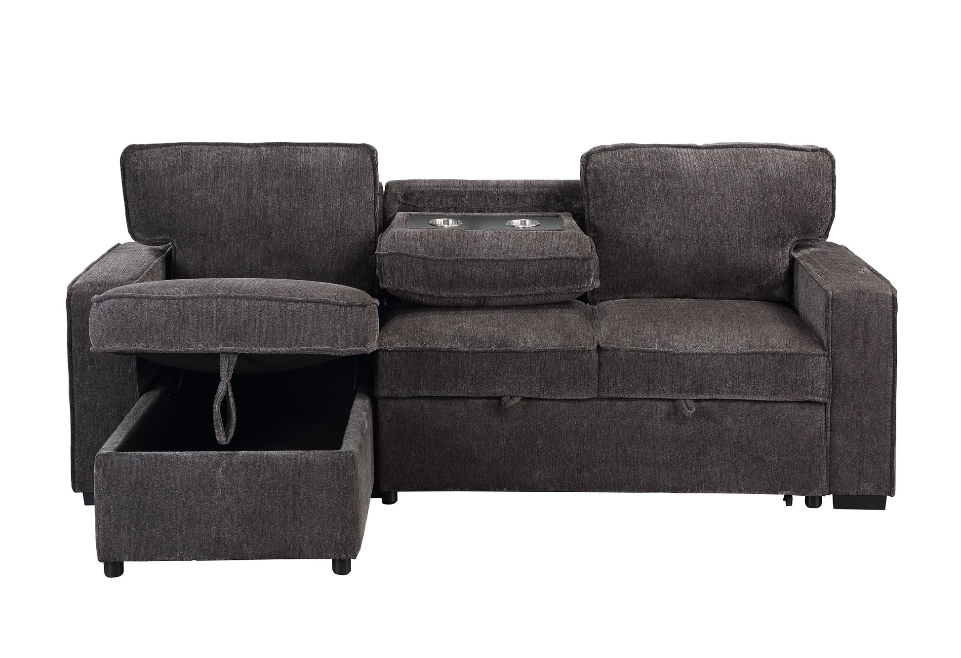 Territory Dark Grey Pull Out Sofa Bed Dark Gray Fabric 3 Seat