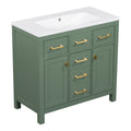 36'' Bathroon Vanity With Resin Sink Combo Set,Modern Freestanding Single Bathroom Cabinet With 4 Drawers & 2 Cabinets,Storage Cabinet For Bathroom, Solid Wood Frame Vanity Set, Green 4 Green 2 2 Adjustable Hinges Bathroom Freestanding Solid Wood Mdf