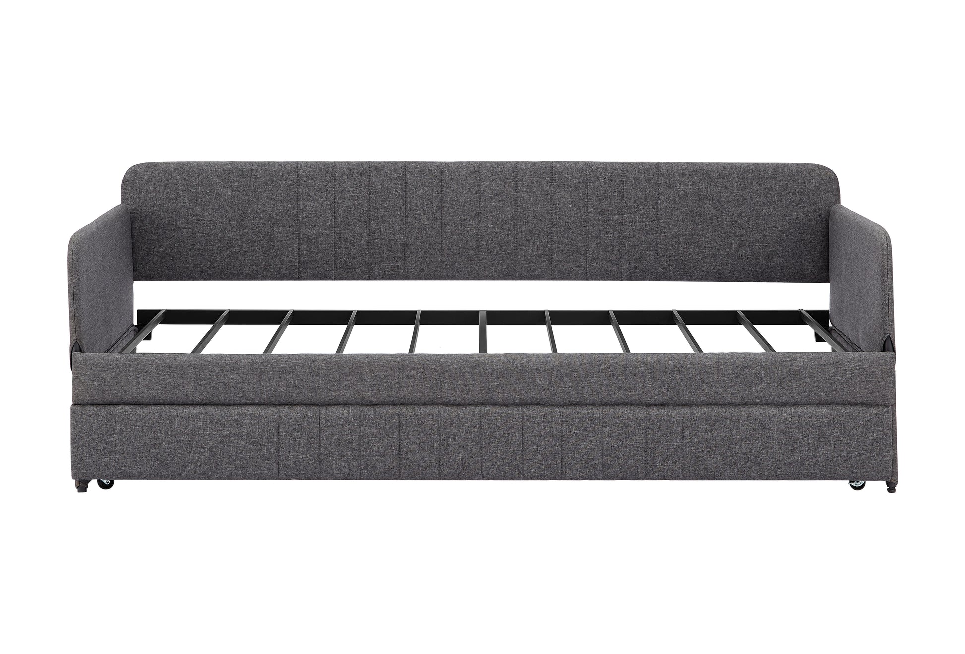 Daybed, Sofa Bed Metal Framed With Trundle Twin Size, Grey, 78.4''L X 41''W X 29.8''H. Twin Grey Iron