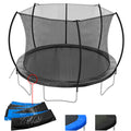 12Ft Trampoline Double Side Color Pad Trampoline For Kids And Adults With Enclosure Net And Ladder,Curved Fence Pole Black Steel Steel