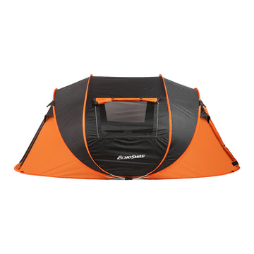 5 8 Person Black Orange Pop Up Camping Boat Tent Black Cream Polyethylene