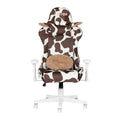 Techni Sport Ts85 Brown Cow Series Gaming Chair Caster Nylon Brown Office Spot Clean Rectangular Modern Handle Office Chairs Solid Back Fabric Metal