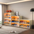 Off White Glass Door Shoe Box Shoe Storage Cabinet For Sneakers With Rgb Led Light Freestanding 1 2 Drawers Off White Dining Room Built In Lighting American Design Abs Pc Particle Board