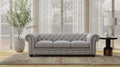 Leather Chesterfield Sofa Light Grey Leather 3 Seat