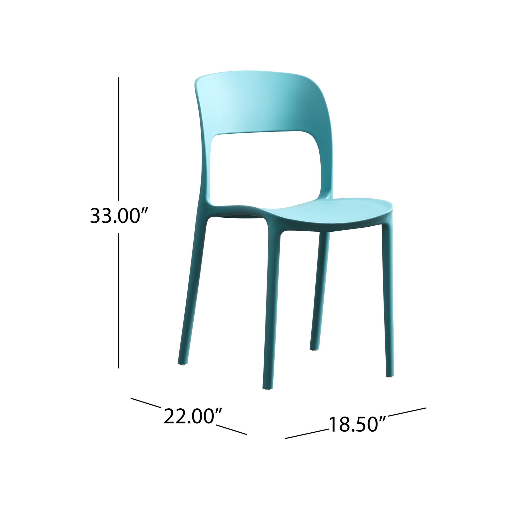 Katherina Injection Molding Pp Chair Set Of 2 Teal Polypropylene