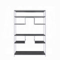 Rustic Grey Oak And Chrome 8 Shelf Bookshelf 7 Grey,Rustic Etagere Horizontal Primary Living Space Open Back Wood Oak Adjustable Shelves Wood Metal