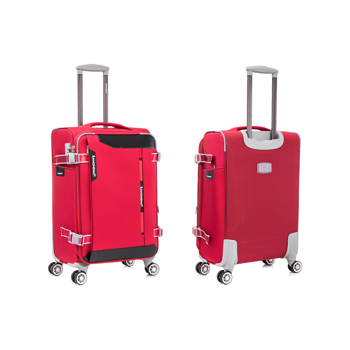 Softside Upright Luggage Set Expandable, Lightweight,4 Piece 20 24 28 32 Red Contemporary Fabric