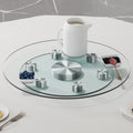 Double Layer Rotatable Round Glass.The Rotatable Design Makes It More Convenient To Retrieve And Place Items.The Upper Glass Has A Diameter Of 20 Inches, While The Lower Glass15 Inches. Transparent Glass