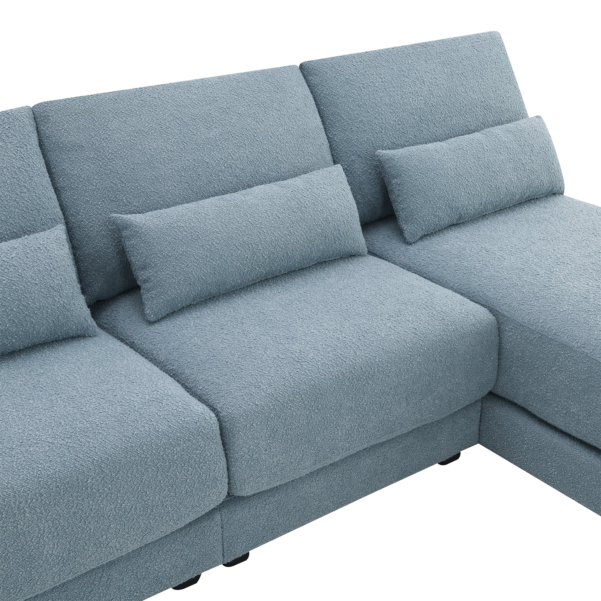 120*61" Oversized Deep Seat Sectional Sofa With Reversible Chaise,Loop Yarn Fabric 5 Seat Armless Indoor Furniture,Convertible L Shaped Couch For Living Room,Apartment,3 Colors Blue Fabric 5 Seat