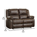 Upholstered Recliner Loveseat With Split Tufted Backrest, Brown Brown Wood Fabric 2 Seat