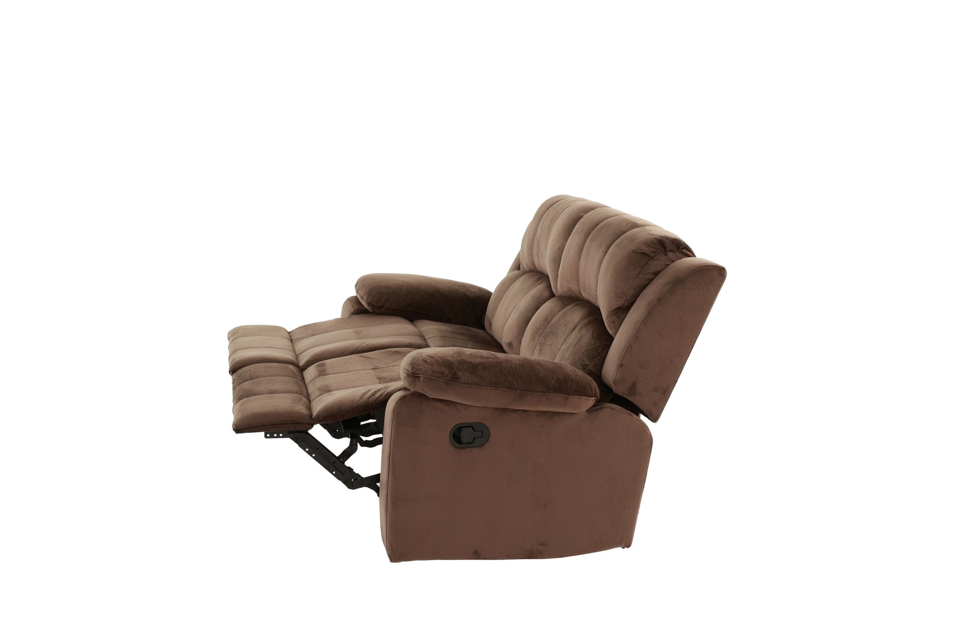 Motion Loveseat 1Pc Living Room Furniture Chocolate Padded Suede Plush Cushion Couch Metal Reclining Chocolate Suede Metal Primary Living Space Cushion Back Contemporary,Modern Pillow Top Arms Suede 2 Seat