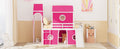 Twin Size Loft Bed With Slide Pink Tent And Tower Pink Old Sku:Wf298769Aah Twin Pink Solid Wood