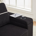 86.5 Inch Sofa Couch Deep Seat Sofa With Two Storage Spaces, T Pyce Charging Portsusb Charging Ports & 2 Cup ,Corduroy 3 Seater Couch, Modern Sofas For Living Room Black Foam Corduroy 3 Seat