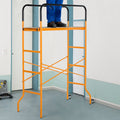 Homcom 4 Step Steel 4.6 X 2 X 6 Ft. Scaffold 2 Wheels Free Moving For Indoor & Outdoor Decoration Anti Skid, 440 Pound Capacity Black Steel