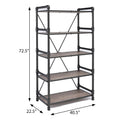 Rustic Oak And Black Bookshelf With 5 Shelves 5 Rustic Vertical Open Back Metal Contemporary Wood Metal