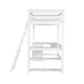 Twin Size Loft Bed With U Shaped Desk, Drawers And Storage Shelves, White Box Spring Not Required Twin White Wood Bedroom Solid Wood Mdf